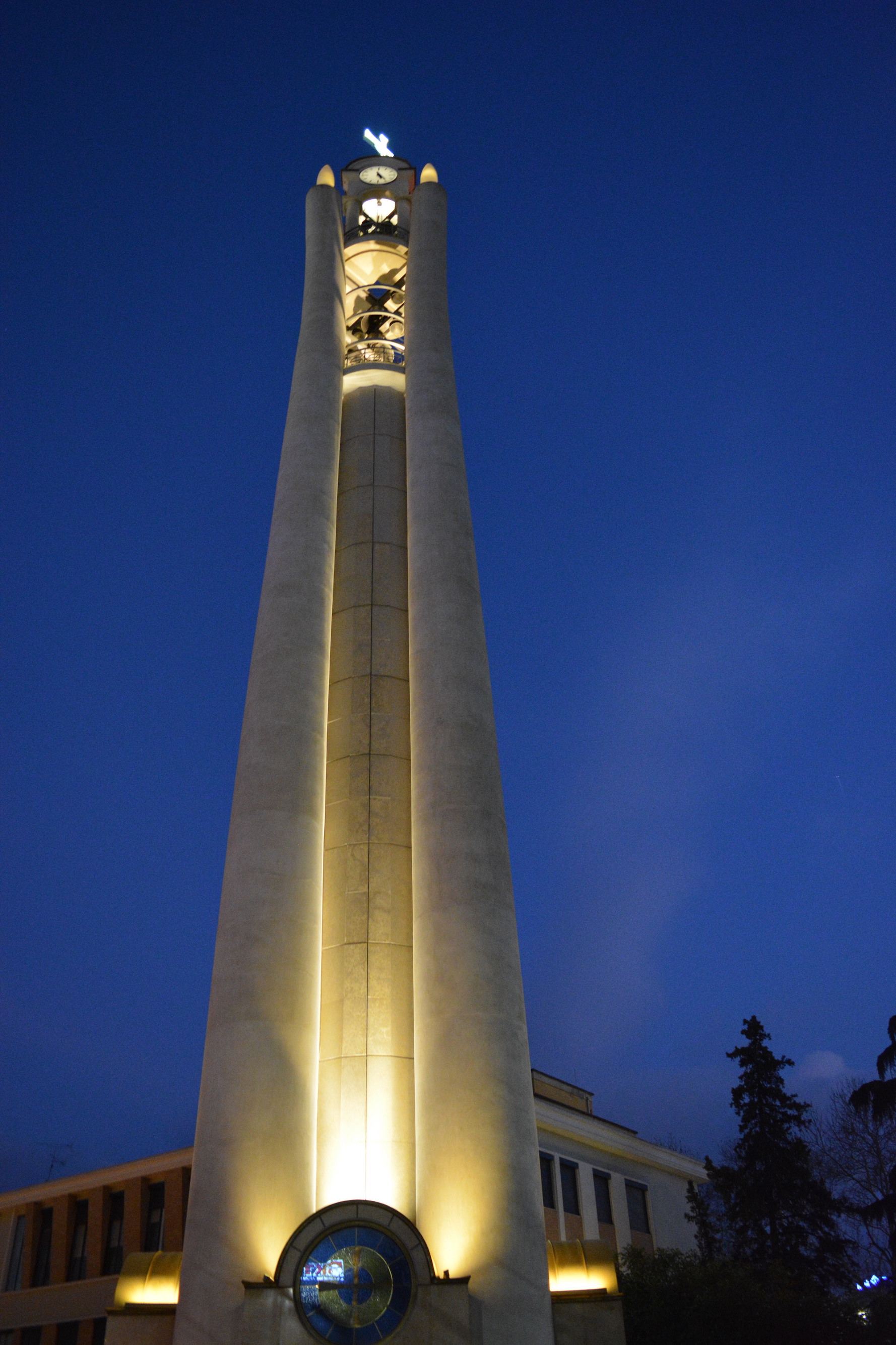 The tower of the Cathedral - like a bundle of four candles, illuminating the town