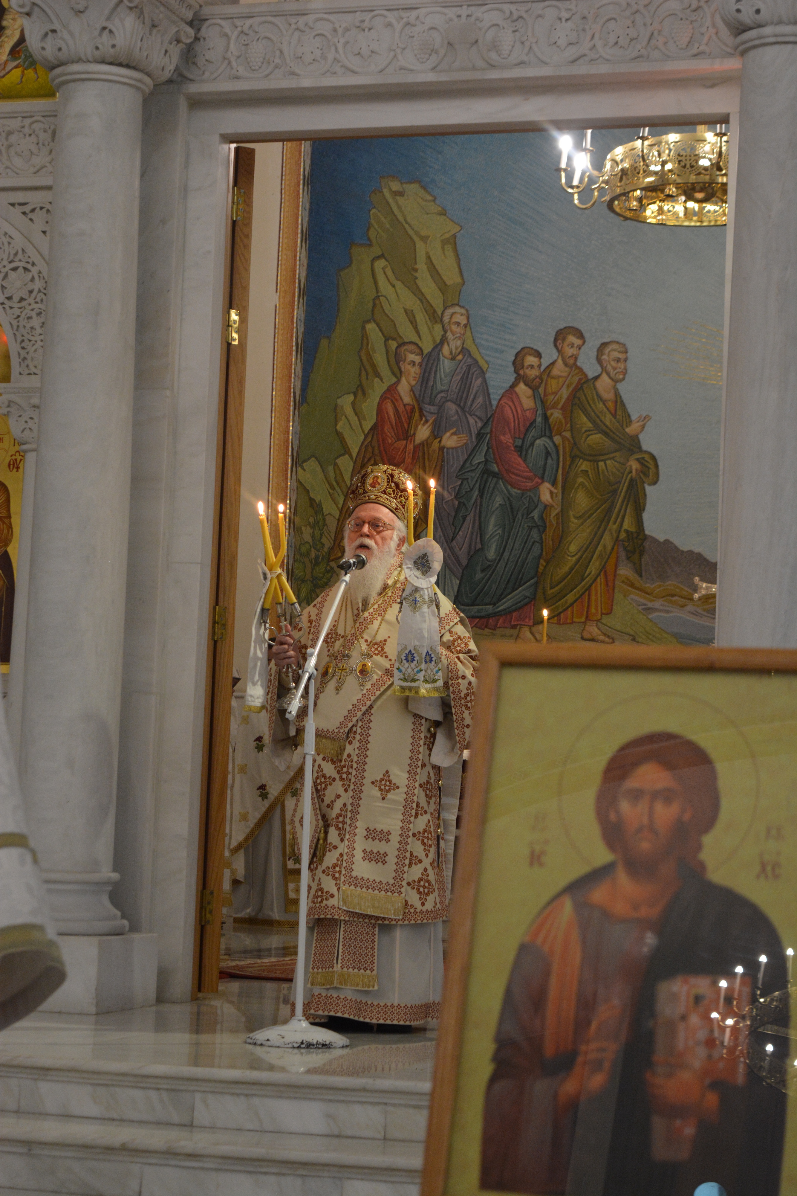 Archbishop Anastasios, blessing the people