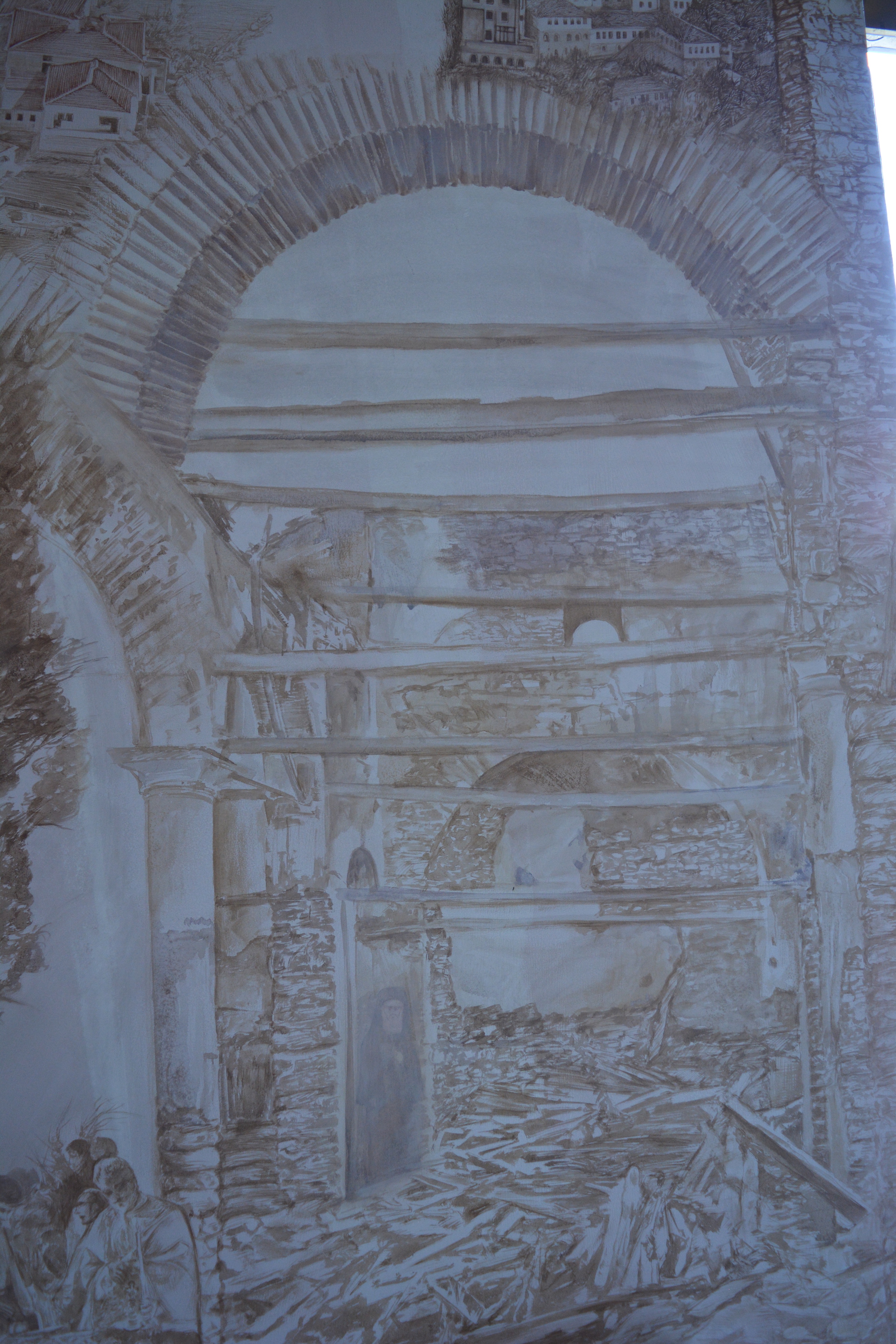 Frescos in the new Cathedral, commemorating the destruction of former church buildings